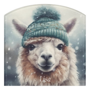 Sweet Winter Alpaca, custom Door Sign