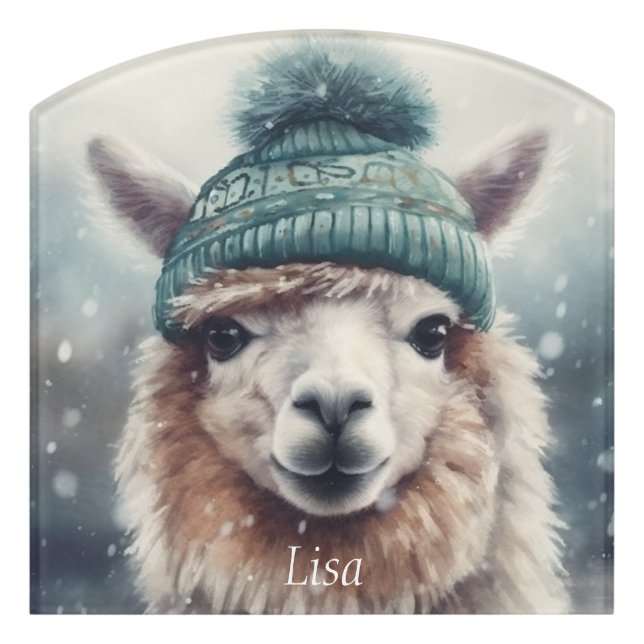 Sweet Winter Alpaca, custom Door Sign (Contour Front)