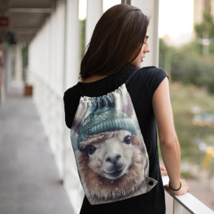 Sweet Winter Alpaca, custom Drawstring Bag