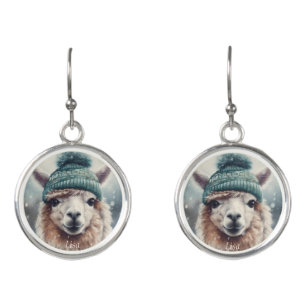 Sweet Winter Alpaca, custom Earrings