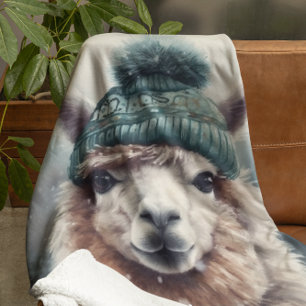 Sweet Winter Alpaca, custom Fleece Blanket