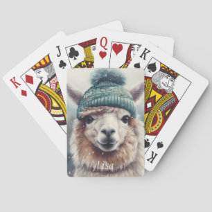 Sweet Winter Alpaca, custom Poker Cards