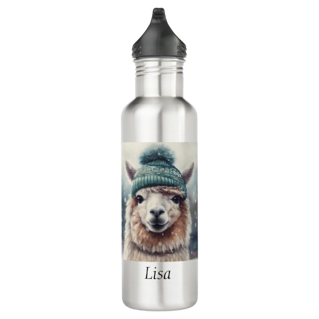 Sweet Winter Alpaca, custom Stainless Steel Water Bottle (Right)