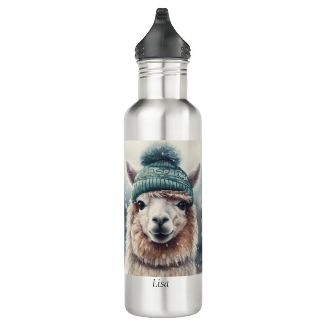 Sweet Winter Alpaca, custom Stainless Steel Water Bottle (Right)
