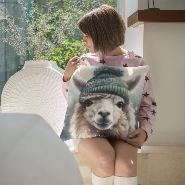 Sweet Winter Alpaca, custom Throw Pillow (Creator Uploaded)