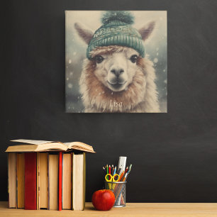 Sweet Winter Alpaca, custom Wood Wall Art