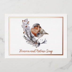Sweet Winter bird and snow custom Christmas Foil Holiday Card