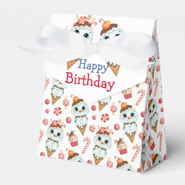 Sweet Winter Birthday Favor Box (Front Side)