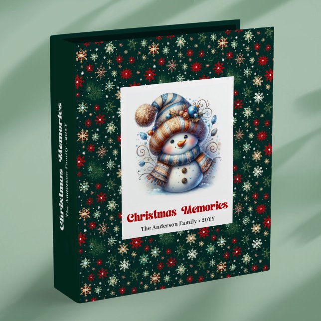 Sweet winter Christmas snowman kids photo memory  3 Ring Binder (Sweet winter Christmas snowman kids photo memory binder)