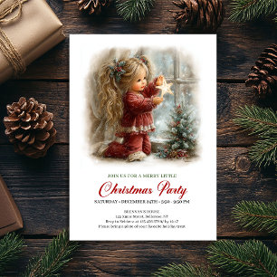 Sweet Winter Scene Cozy Girl Christmas Party Invitation