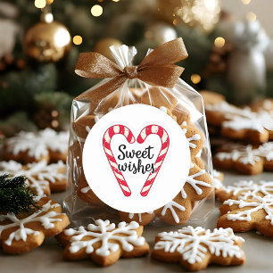 Sweet Wishes Christmas Sticker Candy Cane Heart