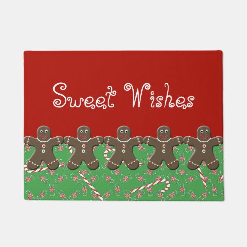 Sweet Wishes Custom Gingerbread Men Holiday Candy Doormat