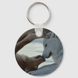 Sweet wolf couple keychain