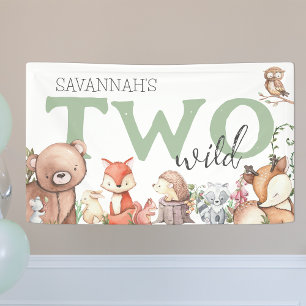 Sweet Woodland Animal 2nd Birthday Party Banner
