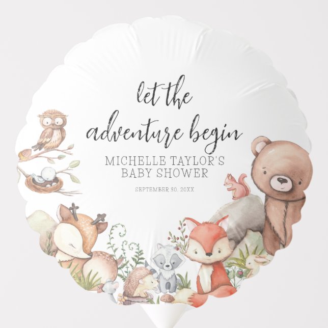 Sweet Woodland Animal Baby shower Balloon (Front)