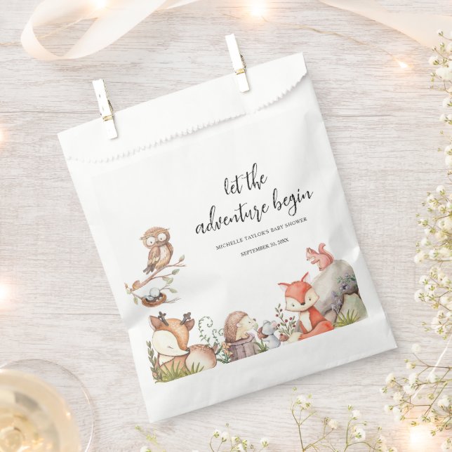 Sweet Woodland Animal Baby shower Favor Bag (Clipped)