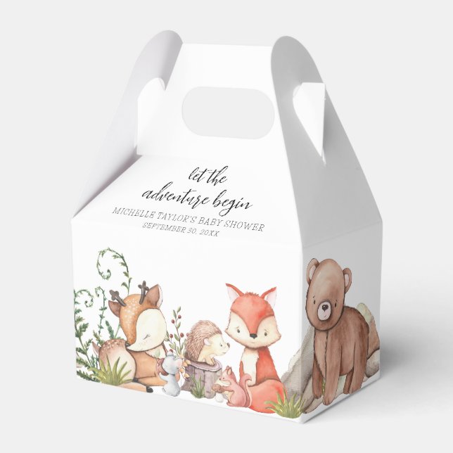 Sweet Woodland Animal Baby shower Favor Boxes (Front Side)