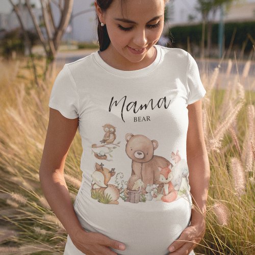 Sweet Woodland Animal Baby shower Mama Bear T_Shirt