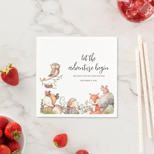 Sweet Woodland Animal Baby shower Napkins (Insitu)