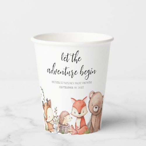 Sweet Woodland Animal Baby shower Paper Cups