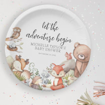 Sweet Woodland Animal Baby shower Paper Plates