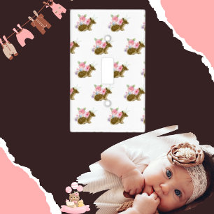 Sweet Woodland Animal Pink Floral Boho Nursery  Light Switch Cover