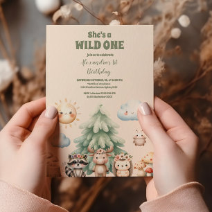 Sweet Woodland Animals 1st Birthday Invitation