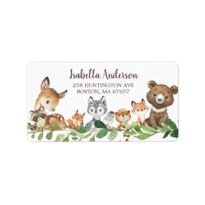 Sweet Woodland Animals Baby Shower Address Label