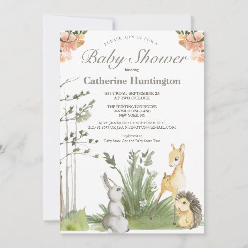 Sweet Woodland Animals Baby Shower Books for Baby  Invitation