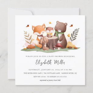 Sweet Woodland Animals Baby Shower Invitation