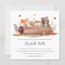 Sweet Woodland Animals Baby Shower Invitation