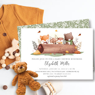 Sweet Woodland Animals Baby Shower Invitation