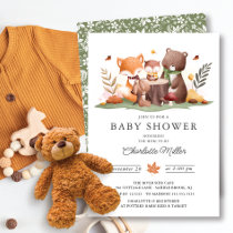 Sweet Woodland Animals Baby Shower Invitation
