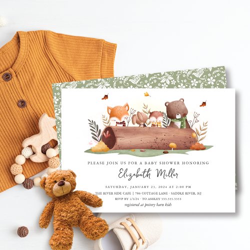 Sweet Woodland Animals Baby Shower Invitation