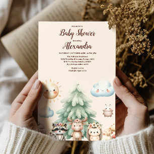 Sweet Woodland Animals Baby Shower Invitation