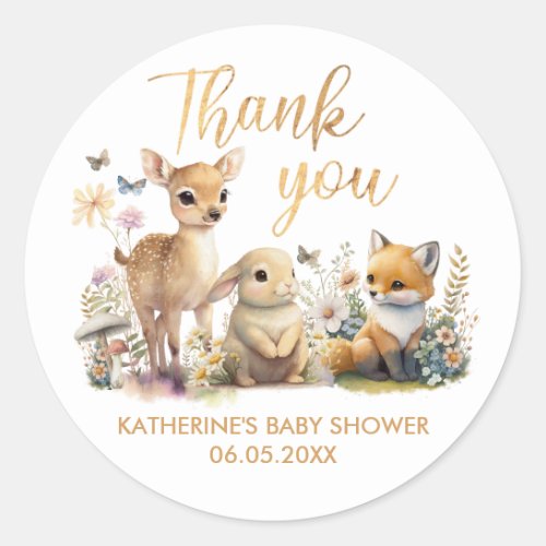 Sweet Woodland Animals Baby Shower Thank You Class Classic Round Sticker