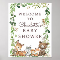 Sweet Woodland Animals Baby Shower Welcome Sign