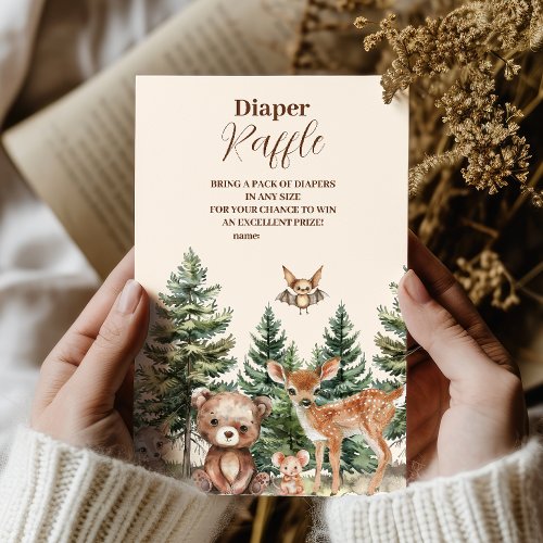 Sweet Woodland Animals Diapper Raffle Enclosure Card