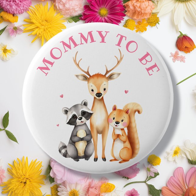 Sweet Woodland Creatures Mommy To Be Button (Creator Uploaded)