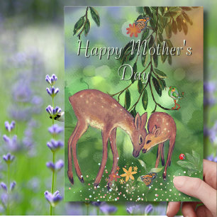 Sweet Woodland Deer Mother's Day Holiday Card