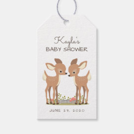 Sweet Woodland Deer Twin Baby Favor Gift Tags