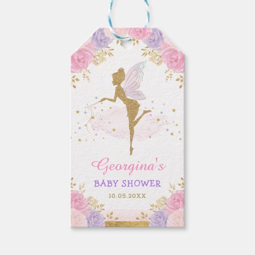 Sweet Woodland Fairy  Blush Lavender Roses Baby Gift Tags