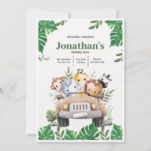 Sweet Woodland Forest Animals 4st Birthday Boy Invitation
