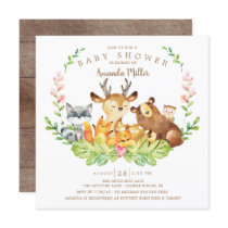 Sweet Woodland Forest Animals Baby Shower Invitation