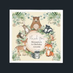 Sweet Woodland Forest Friends Birthday Party Napkins<br><div class="desc">Cute woodland themed party napkin featuring adorable forest animals and rustic botanical greenery. Personalize the wording to suit your event,  i.e. baby shower,  baby sprinkle,  birthday,  baptism,  christening,  holy communion,  etc.</div>