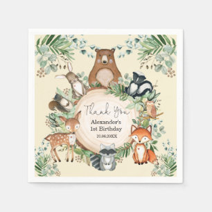 Sweet Woodland Forest Friends Birthday Party Napkins