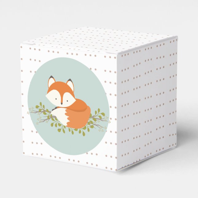 Sweet Woodland Fox Baby Favor Box (Front Side)