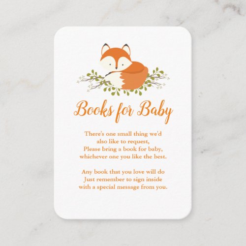 Sweet Woodland Fox Baby Shower Book Request Insert