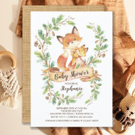 Sweet Woodland Fox Baby Shower Invitation