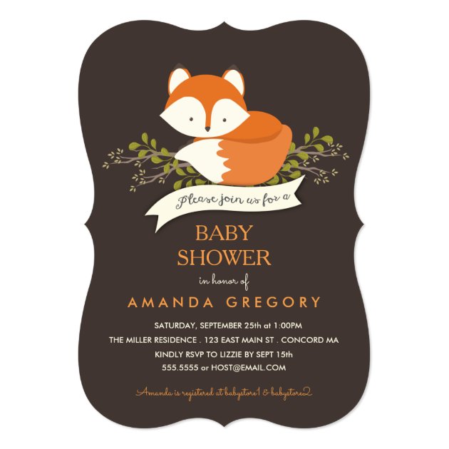 Sweet Woodland Fox Baby Shower Invitation